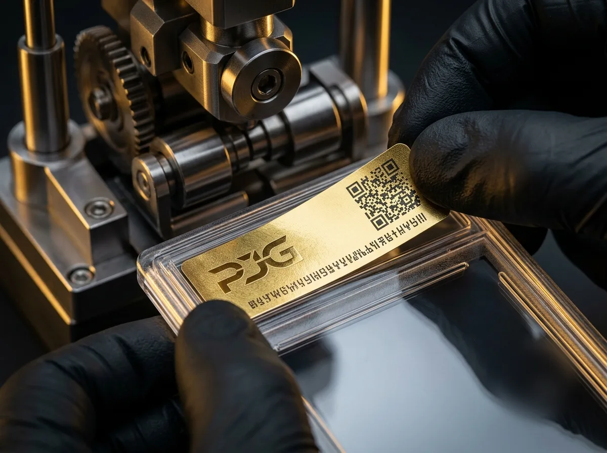Selada em um slab com evidência de violação, com serial + QR